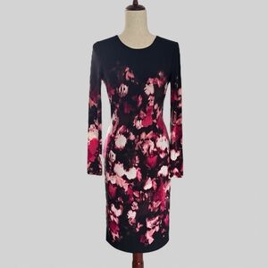 WHBM White House Black Market Elegant Floral Pink sheath Dress sz 2 office 981